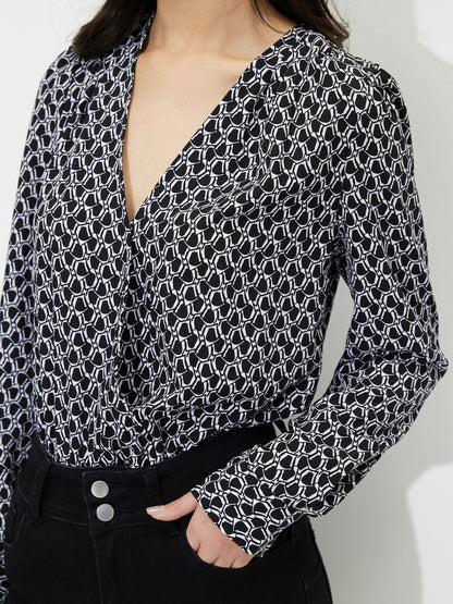 Printed Wrap Bodysuit 121049