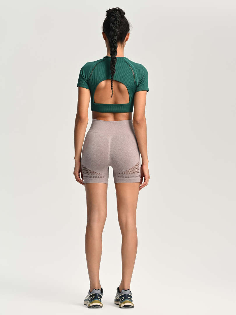 Cut Out Back Sports Cropped T-shirt 110159