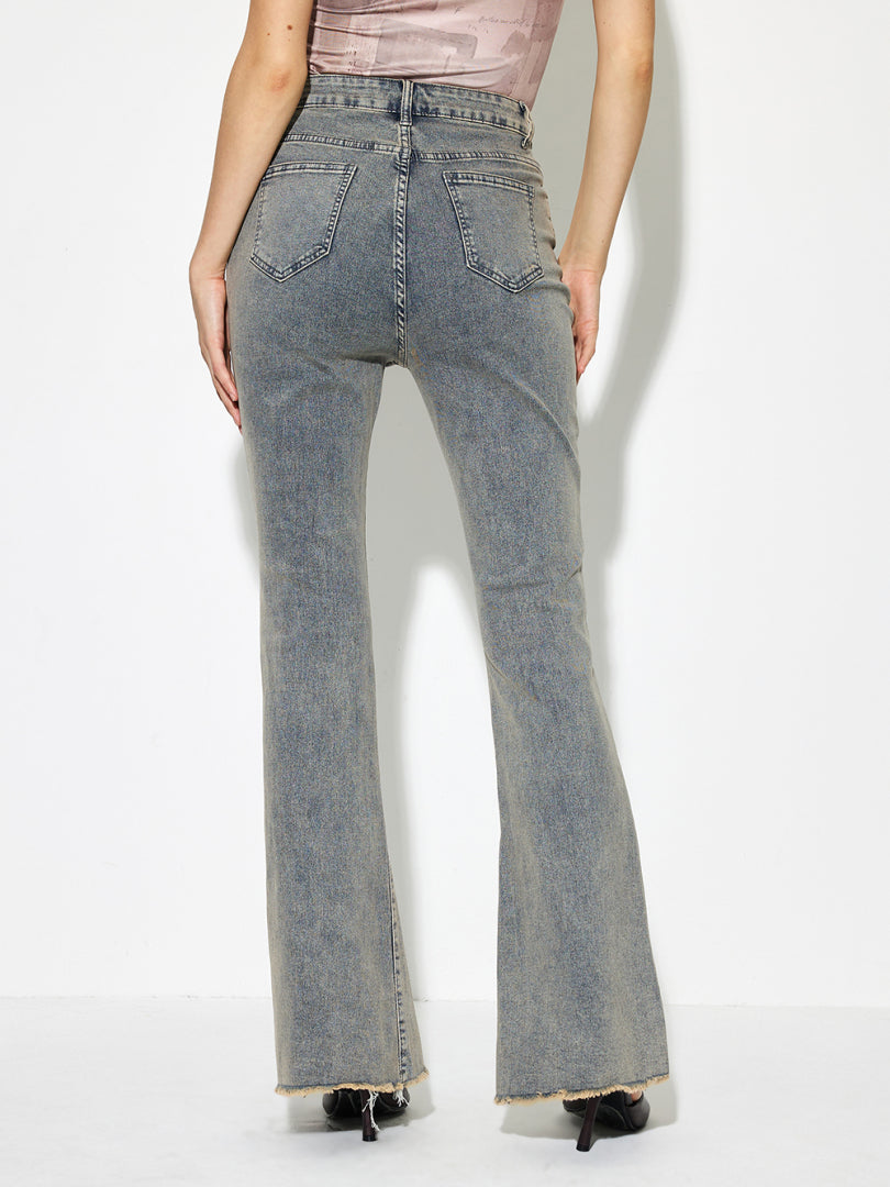 Raw Hem Flare Leg Jeans 1268992