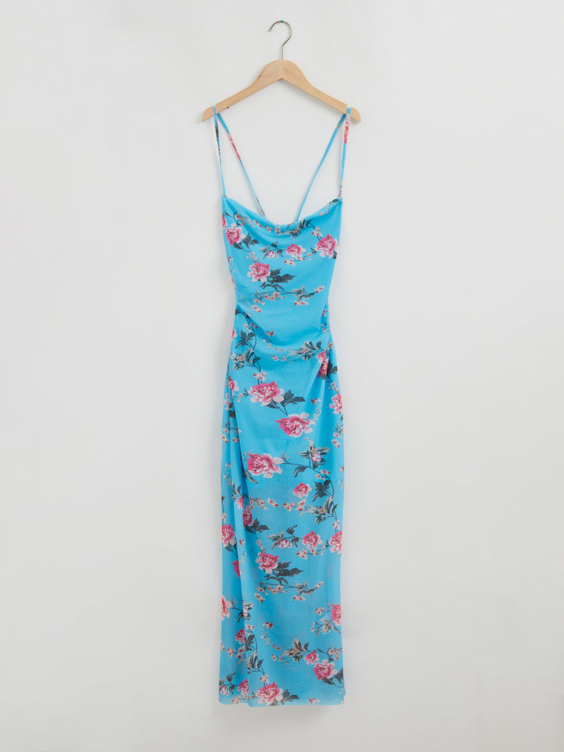 Long Gathered Sheer Cami Dress 110834