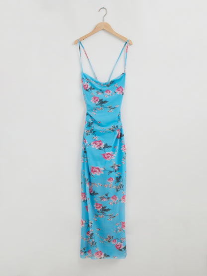 Long Gathered Sheer Cami Dress 110834