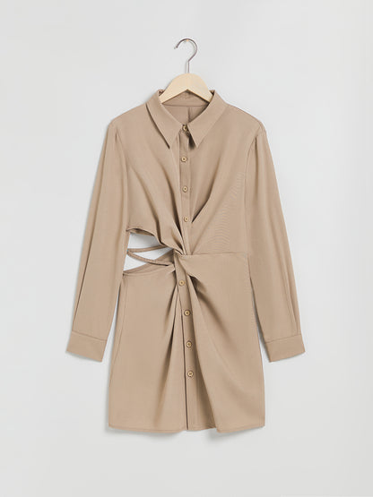 Short Cut Out Knotted Shirt Dress 109956