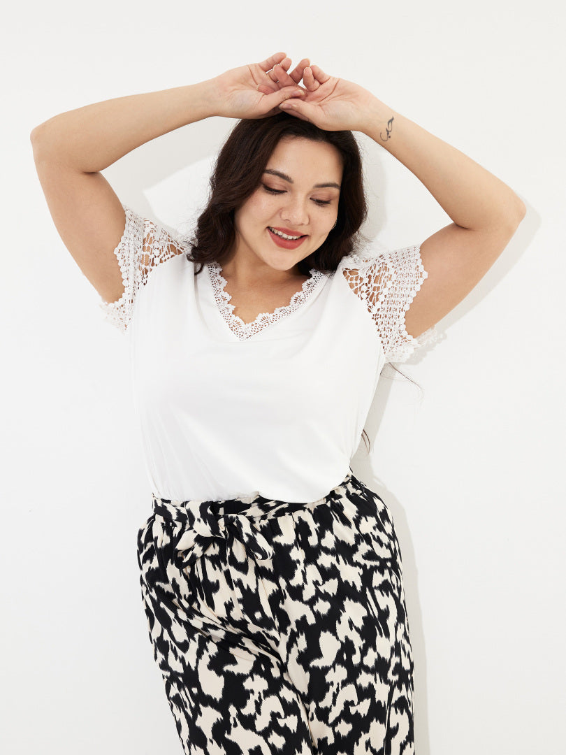 Plus Size Patchwork Plus Size Tops 1247002