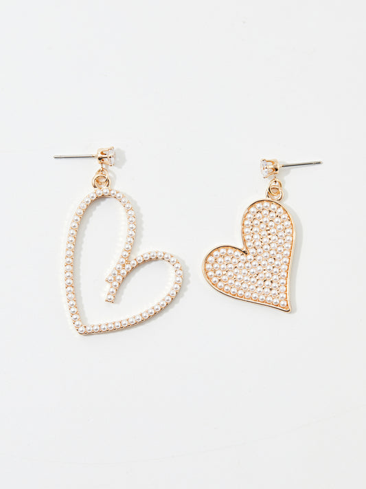 Artificial Beaded Heart Shape Drop Earrings 120510