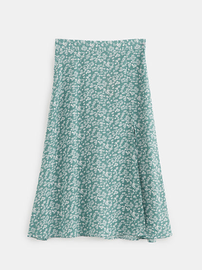 Printed Slit A-Line Midi Skirt 120680
