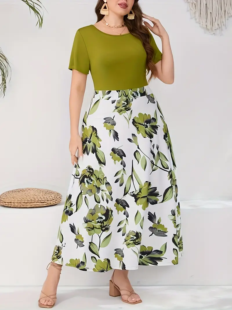 Plus Size Printed A-Line Dress 1233472