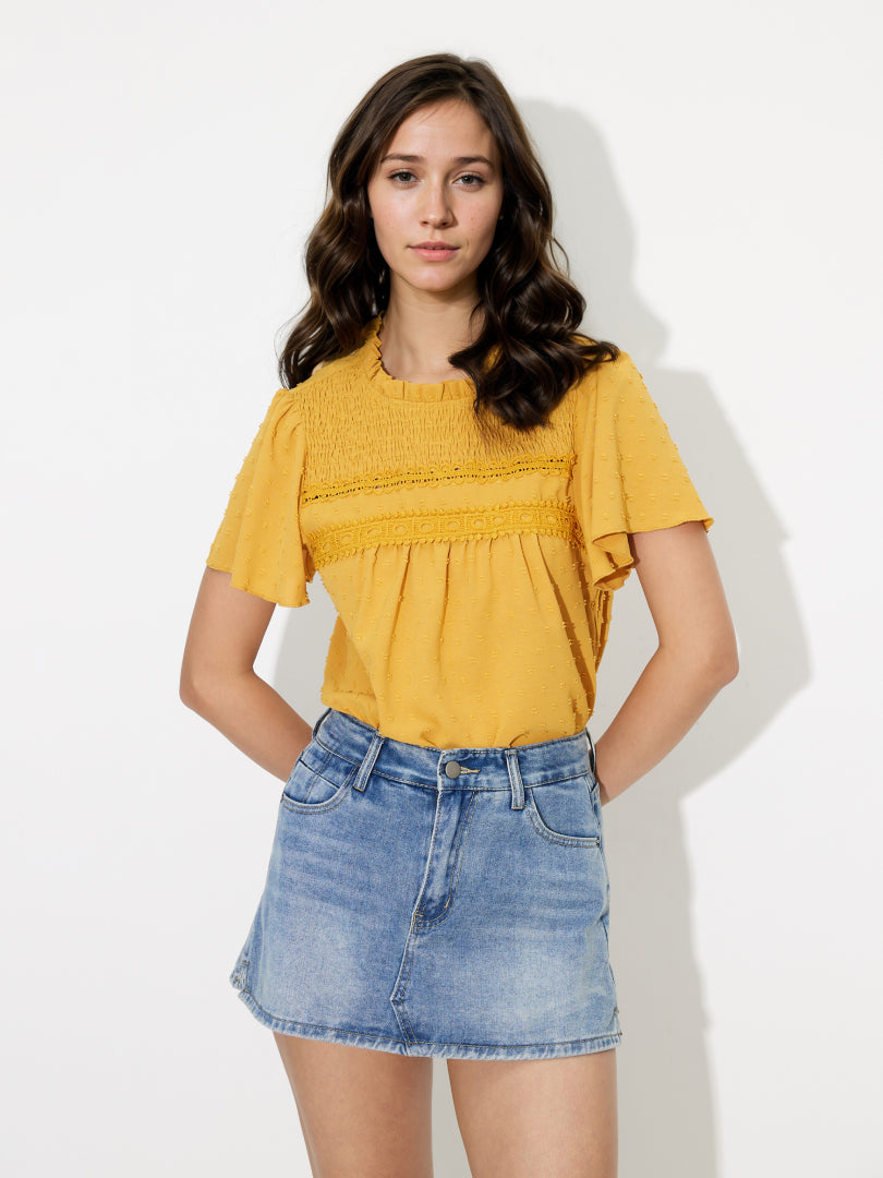Lace Insert Dobby Top 120924