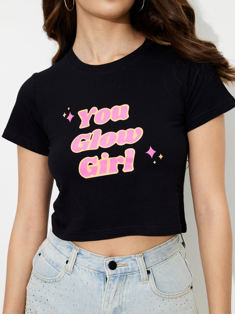 Printed Cotton Crop T-Shirt 1230221