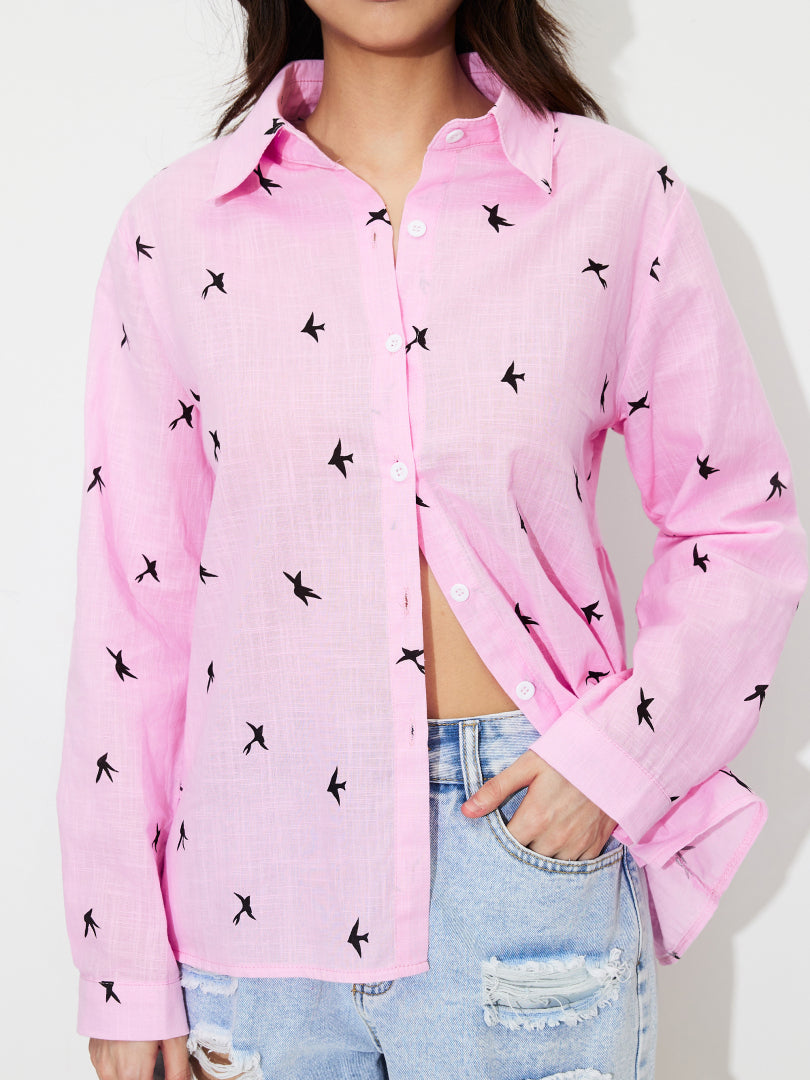 Printed Placket Blouse 1236212