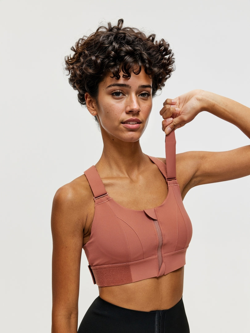 Zippered Criss Cross Back Sports Bra 106507