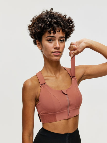 Zippered Criss Cross Back Sports Bra 106507
