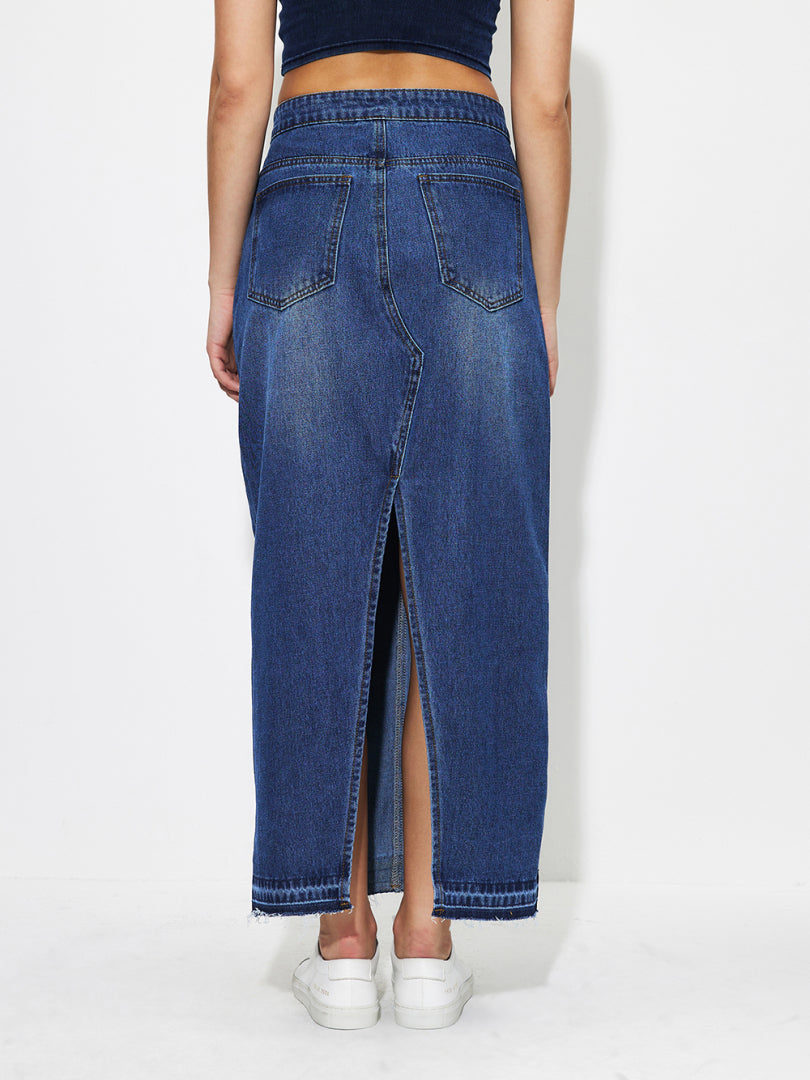 Slit Denim Pencil Skirt 1260122