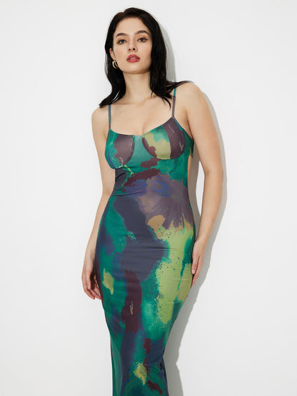 Printed Styled Back Bodycon Dress 120228