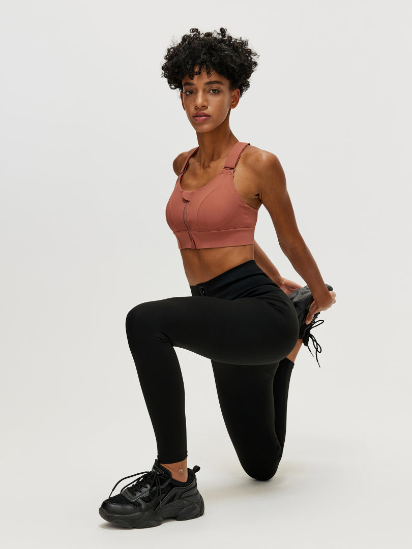 Zippered Criss Cross Back Sports Bra 106507
