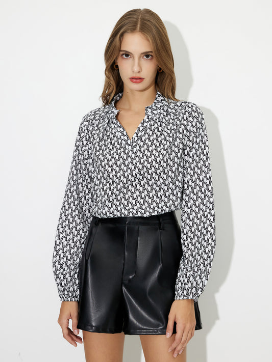 Gathered Half Placket Blouse 118135