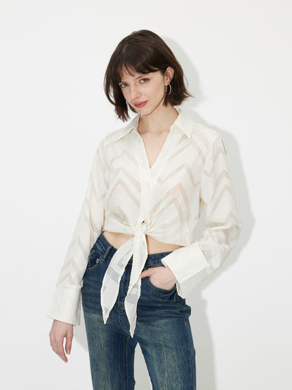Chevron Waist Tie-Up Shirt 121506