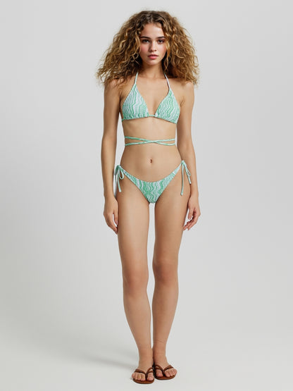 Striped Bikini Set With Tied Straps 110840