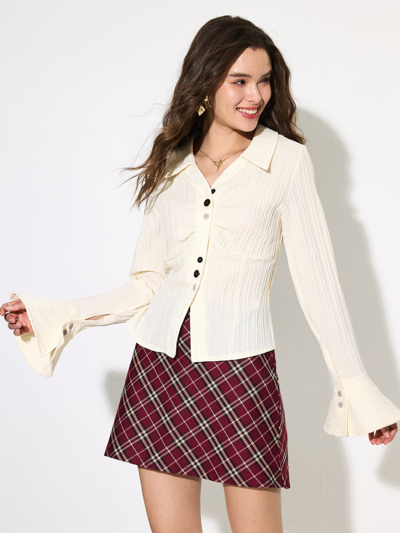Buttoned Placket Blouse 1292382