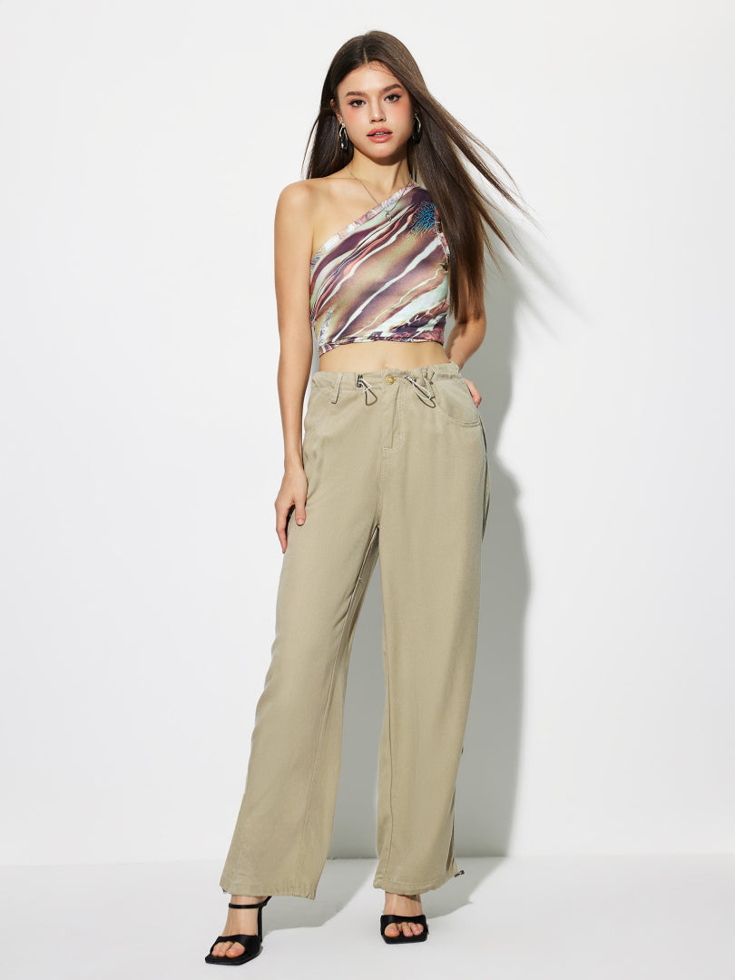 Gathered Straight Leg Jeans 1274552