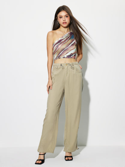 Gathered Straight Leg Jeans 1274552