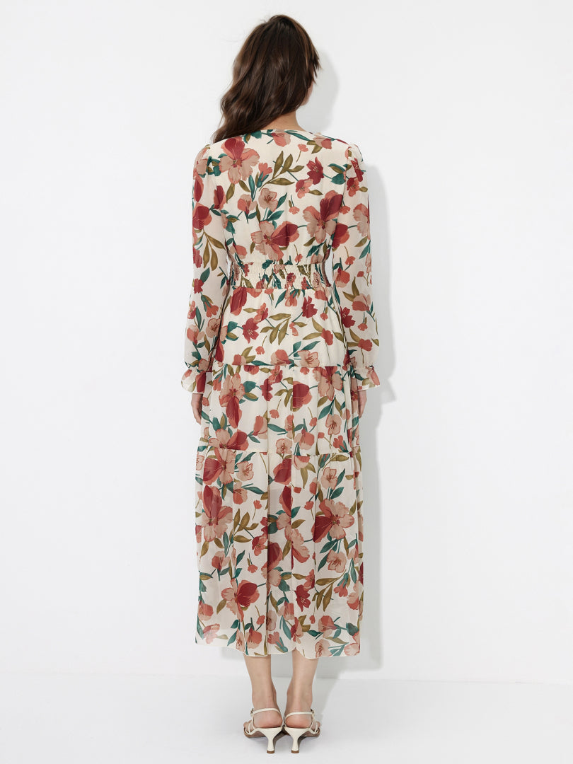 Printed Wrap Midi Dress 121388