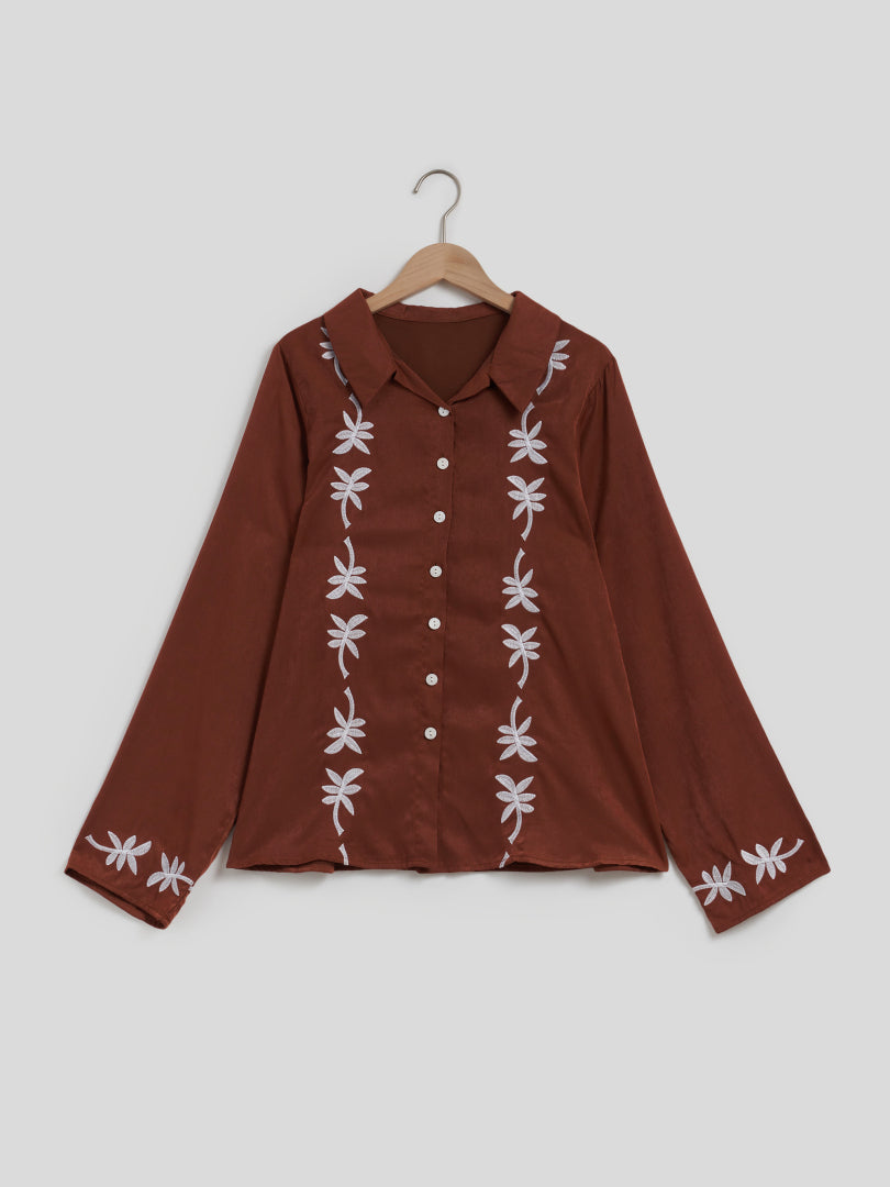 Embroidered Placket Blouse 114578