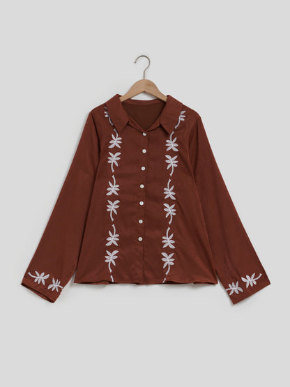 Embroidered Placket Blouse 114578