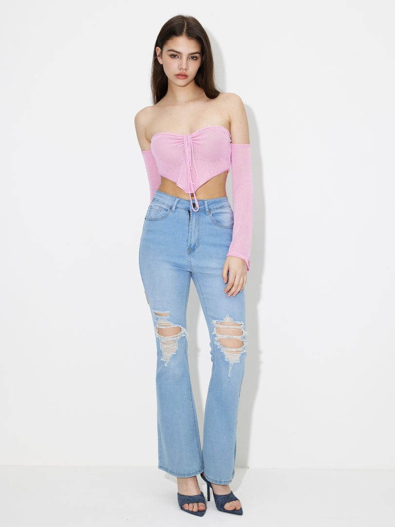 Ripped Flare Leg Jeans 119140
