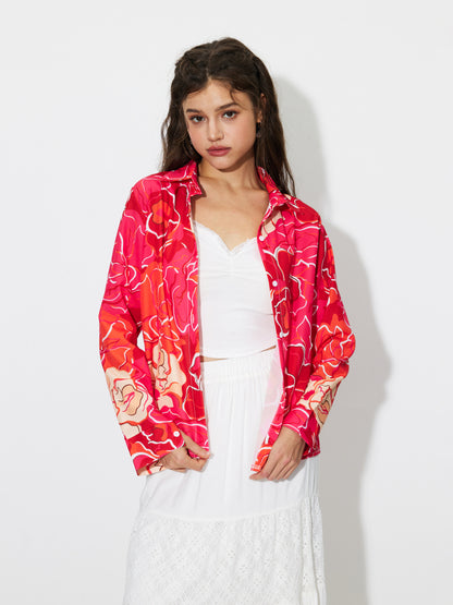 Printed Placket Blouse 1249312