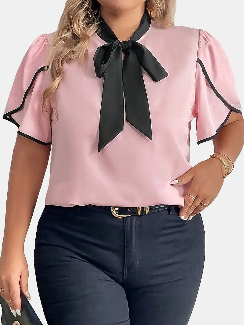 Plus Size Bow Pullover Blouse 1270962