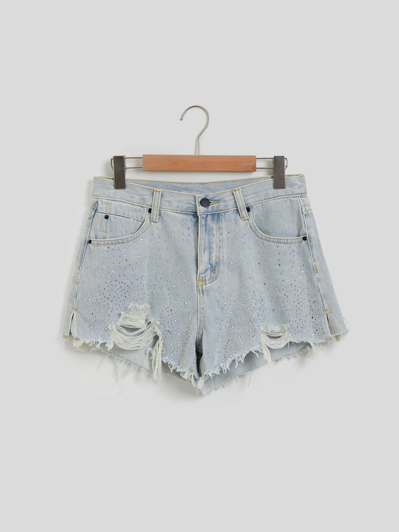 Rhinestone Wide leg Shorts 114336