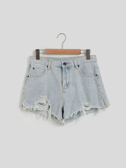 Rhinestone Wide leg Shorts 114336