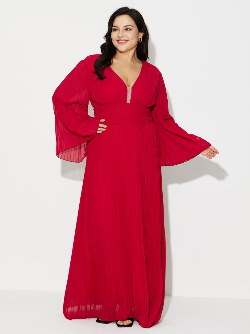 Plus Size Pleated Maxi Dress 121264
