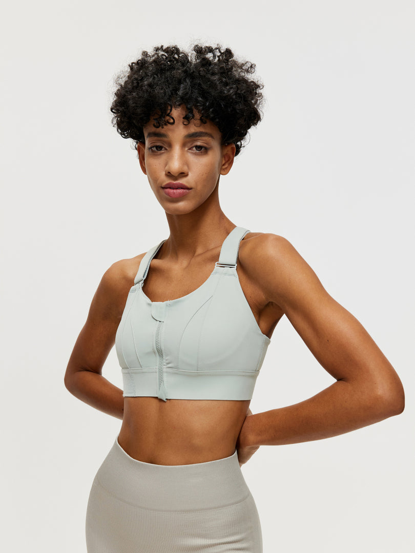 Zippered Criss Cross Back Sports Bra 106507