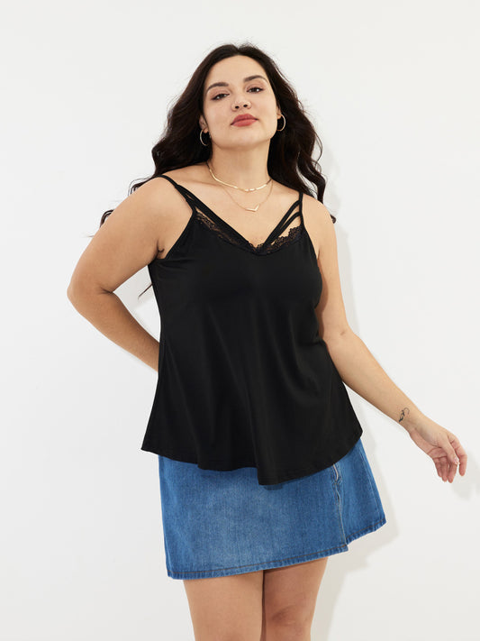 Plus Size Lace-trimmed Cami Top 1247762
