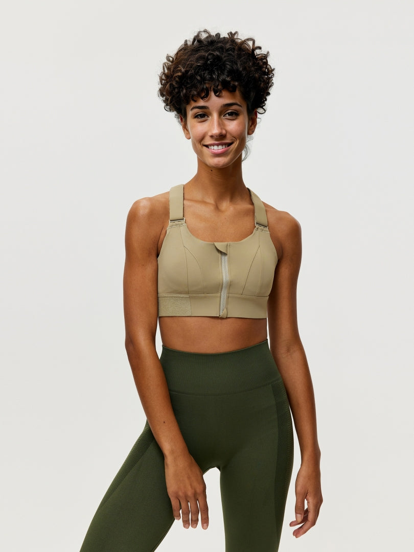 Zippered Criss Cross Back Sports Bra 106507