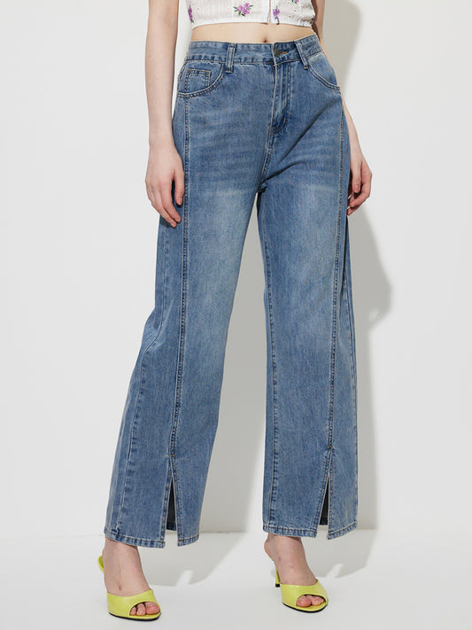 Slit Straight Leg Jeans 1270802