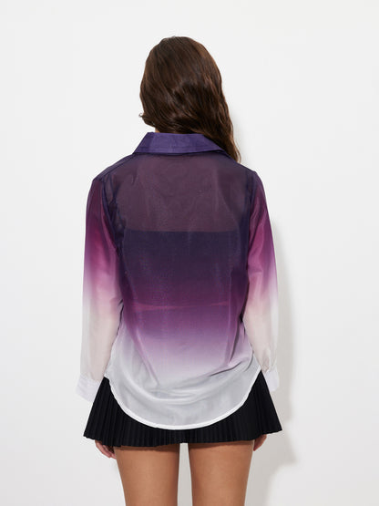 Printed Placket Blouse 1256742
