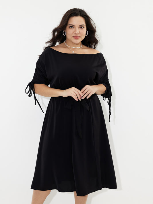 Plus Size Belted A-Line Dress 1246862