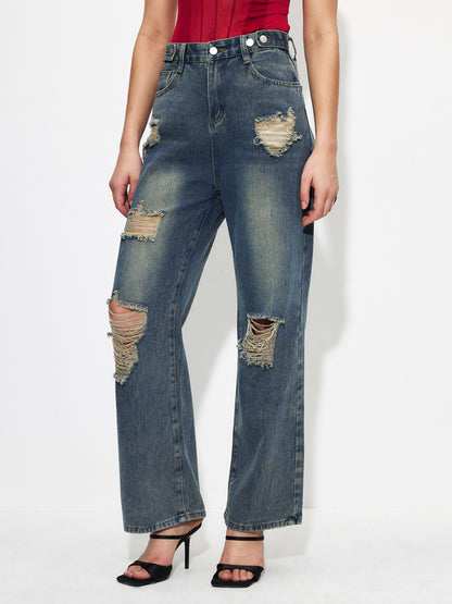 Ripped Straight Leg Jeans 1260102