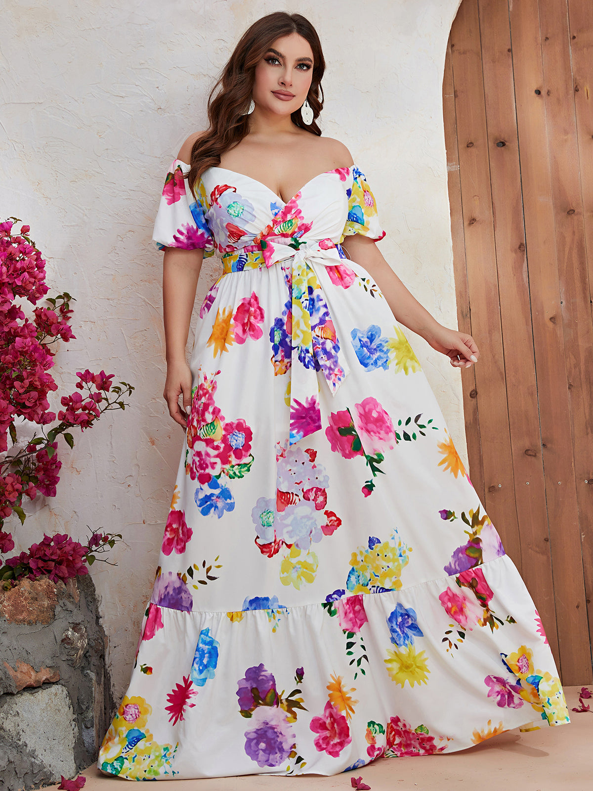 Plus Size Color Block Arabian Dresses 1287392