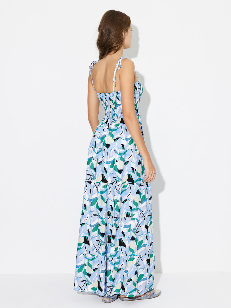 Printed Tiered A-Line Maxi Dress 120662