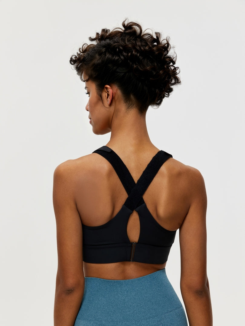 Zippered Criss Cross Back Sports Bra 106507