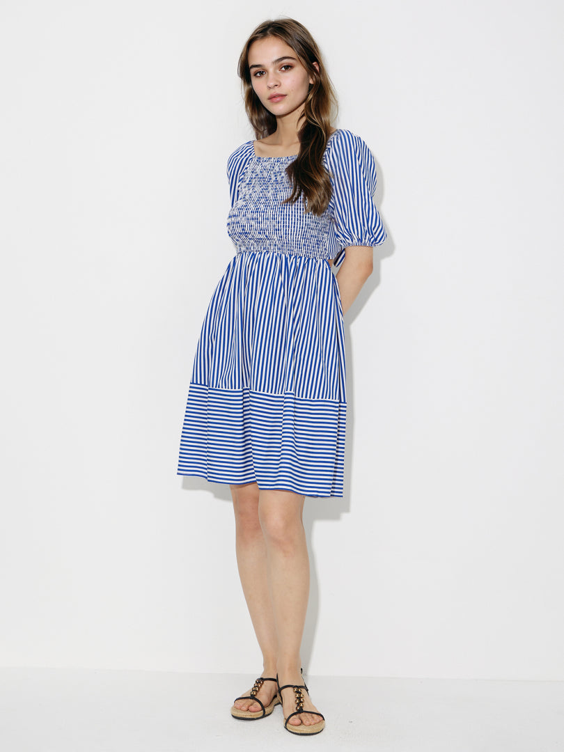 Striped Smocked A-Line Dress 120786