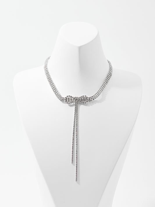 Bow Design Embellished Choker Necklace 120533
