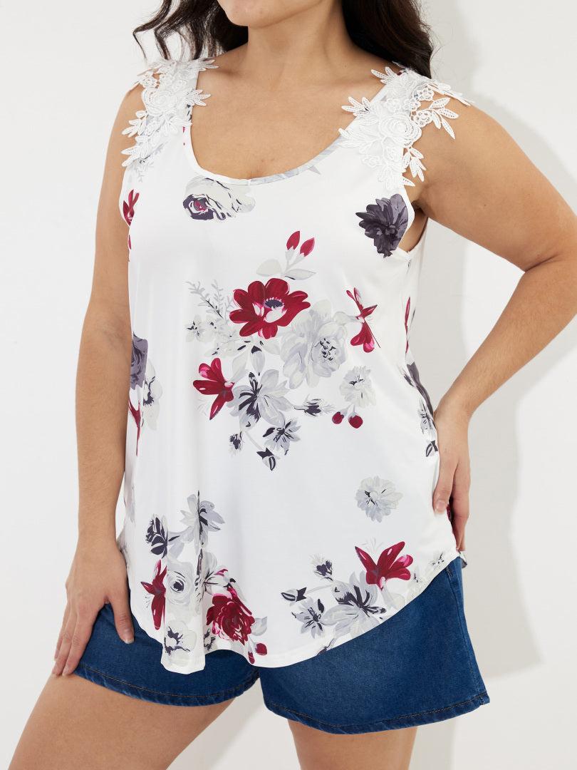 Plus Size Lace-trimmed Tank Top 1245422