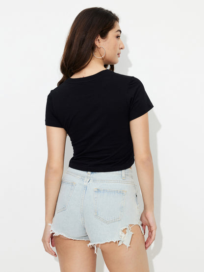 Printed Cotton Crop T-Shirt 1230221