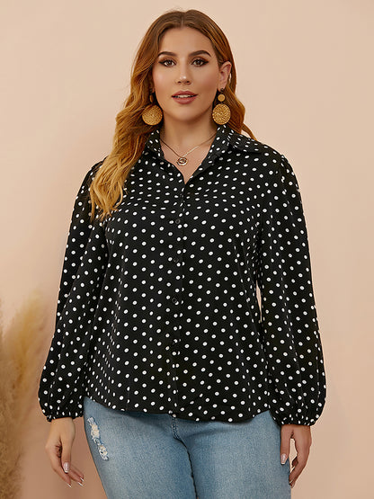 Plus Size  Polka Dot Blouse 1241042