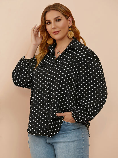 Plus Size  Polka Dot Blouse 1241042