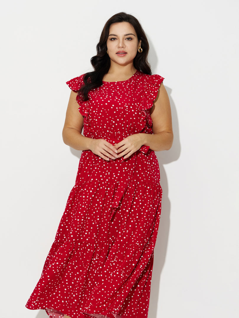 Plus Size Ruffle A-Line Dress 121189